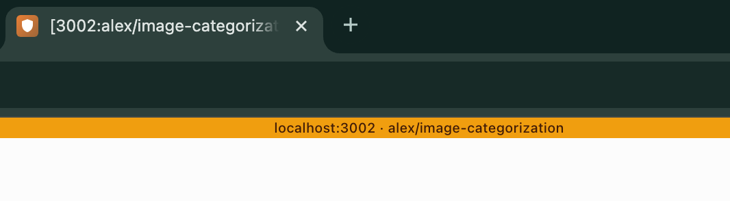 Browser tab showing localhost port and feature branch